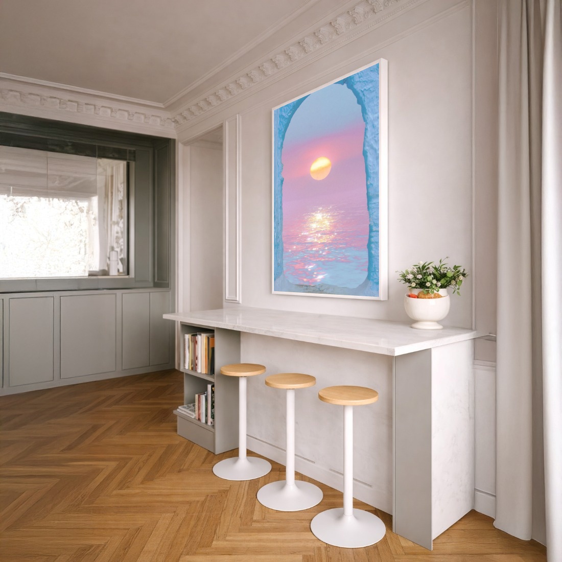Quadro Canvas Entardecer Iluminado Brilhante Bege