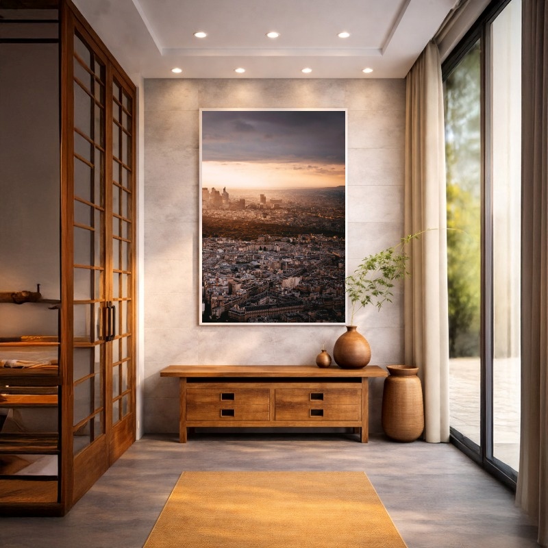 Quadro Canvas Entardecer Paris Por do Sol