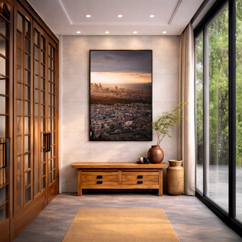 Quadro Canvas Entardecer Paris Por do Sol