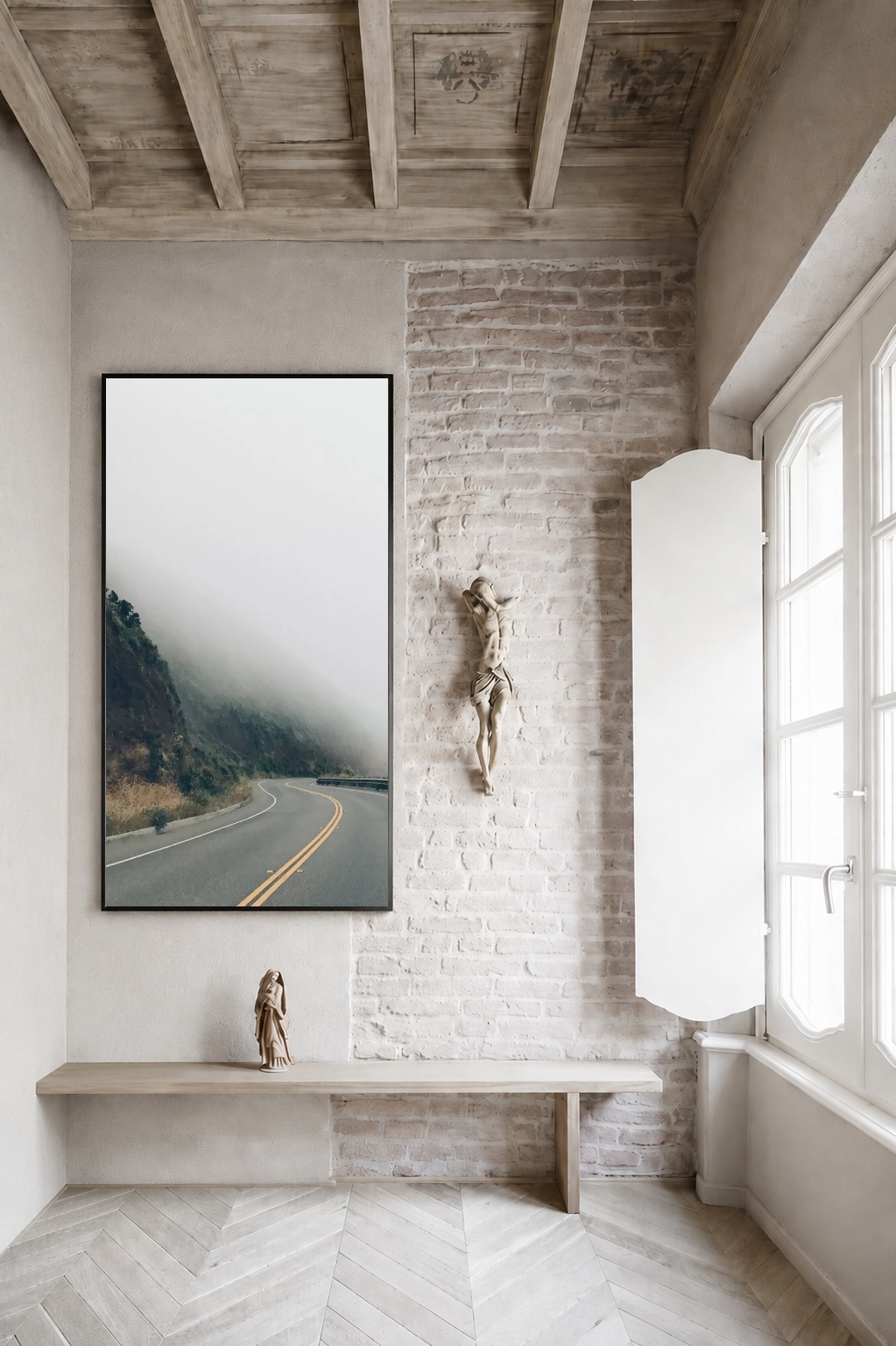 Quadro Canvas Estrada Névoa Montanha Solitário