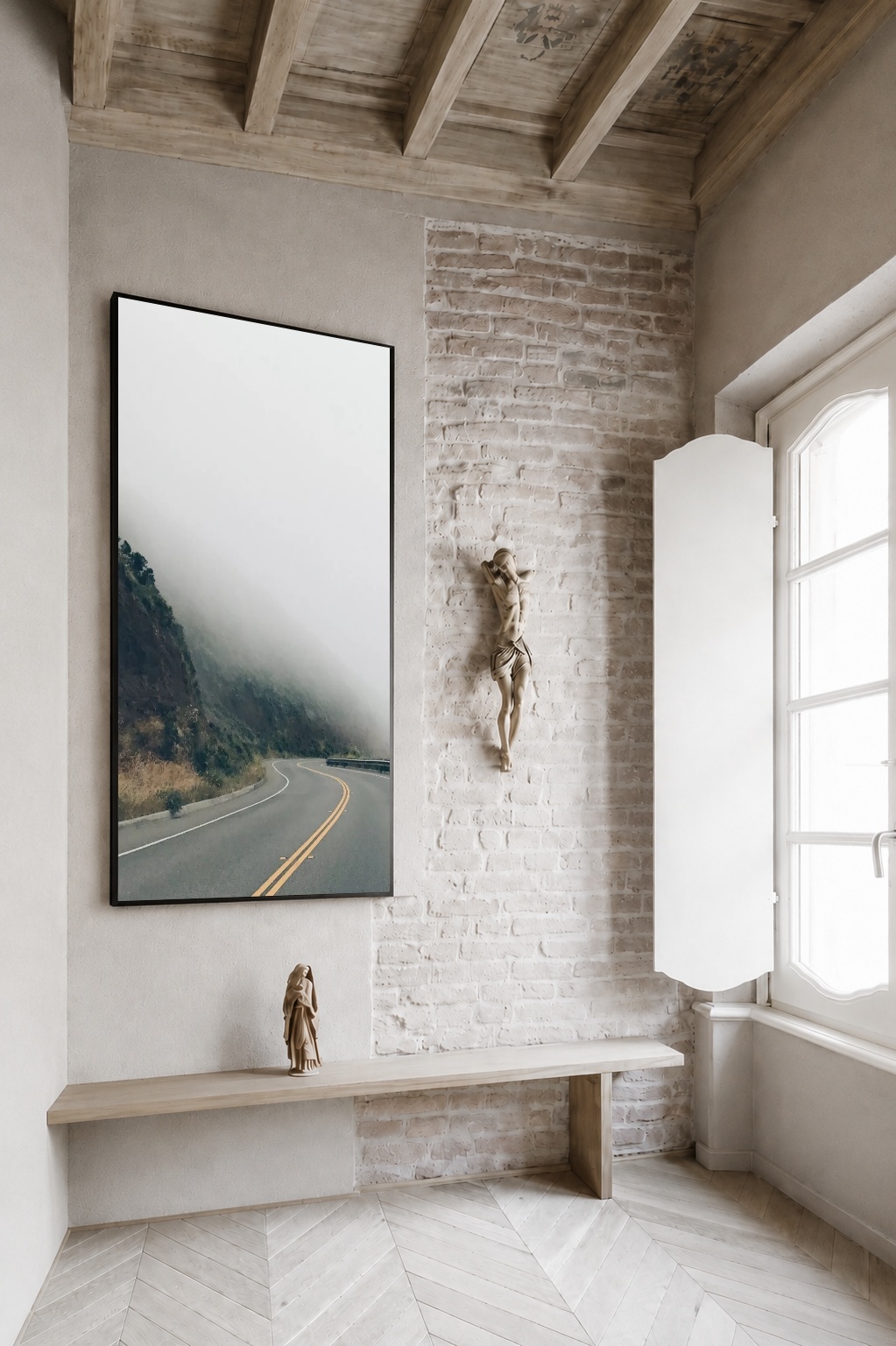 Quadro Canvas Estrada Névoa Montanha Solitário
