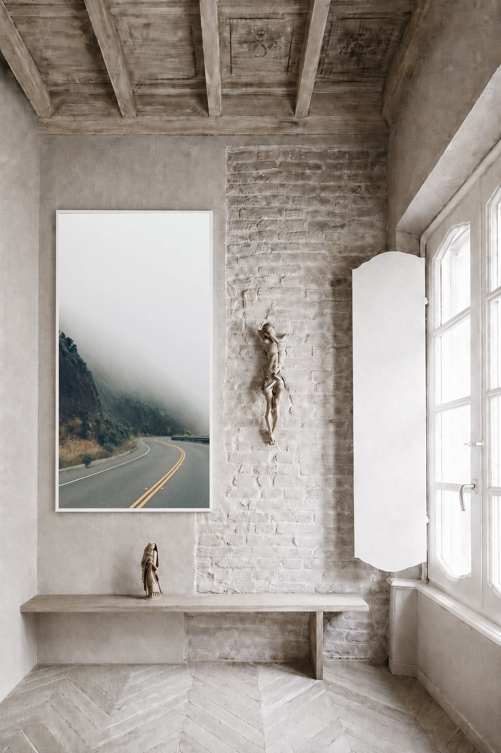 Quadro Canvas Estrada Névoa Montanha Solitário