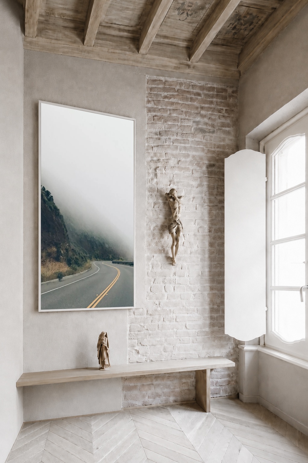 Quadro Canvas Estrada Névoa Montanha Solitário