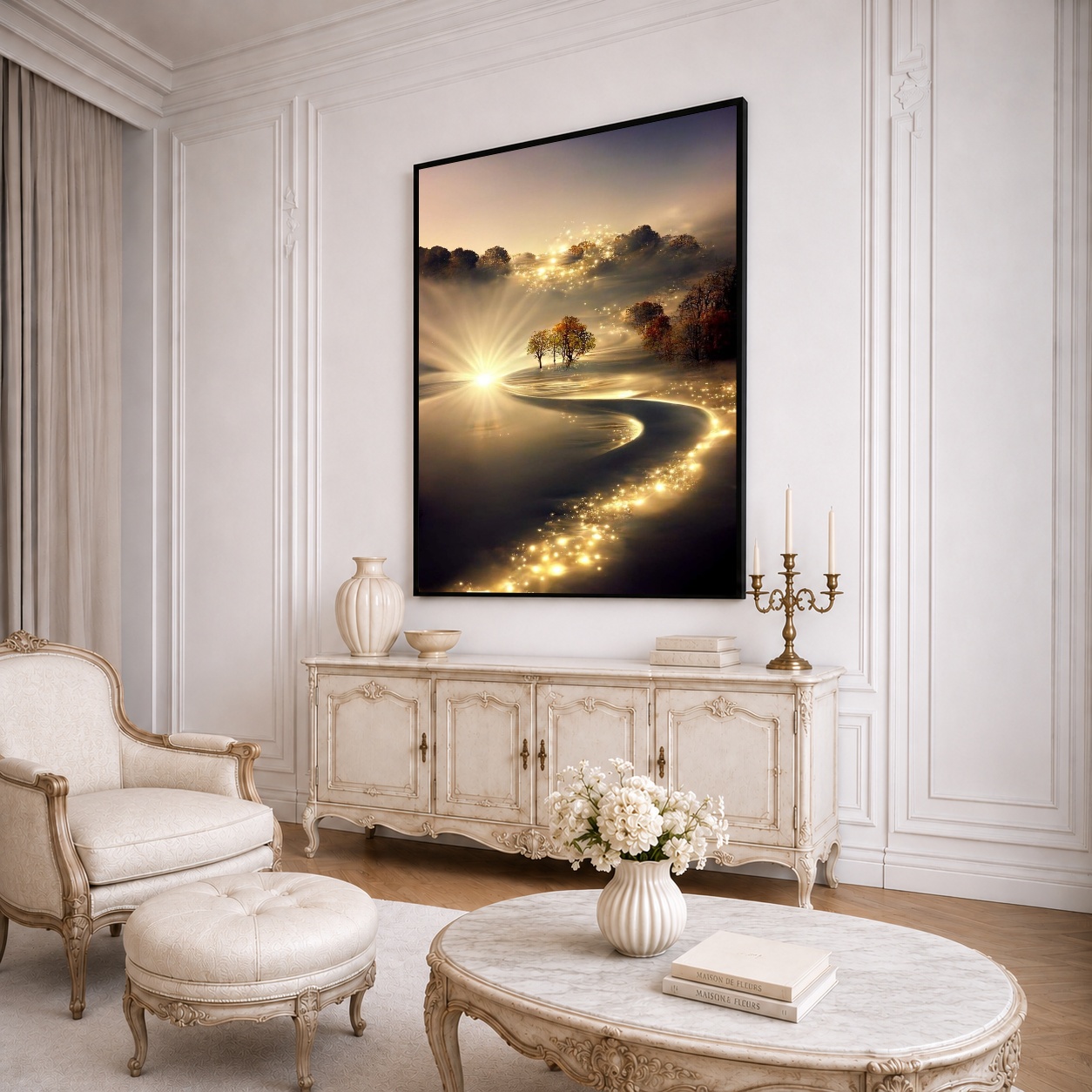 Quadro Canvas Iluminado Floresta Brilhante