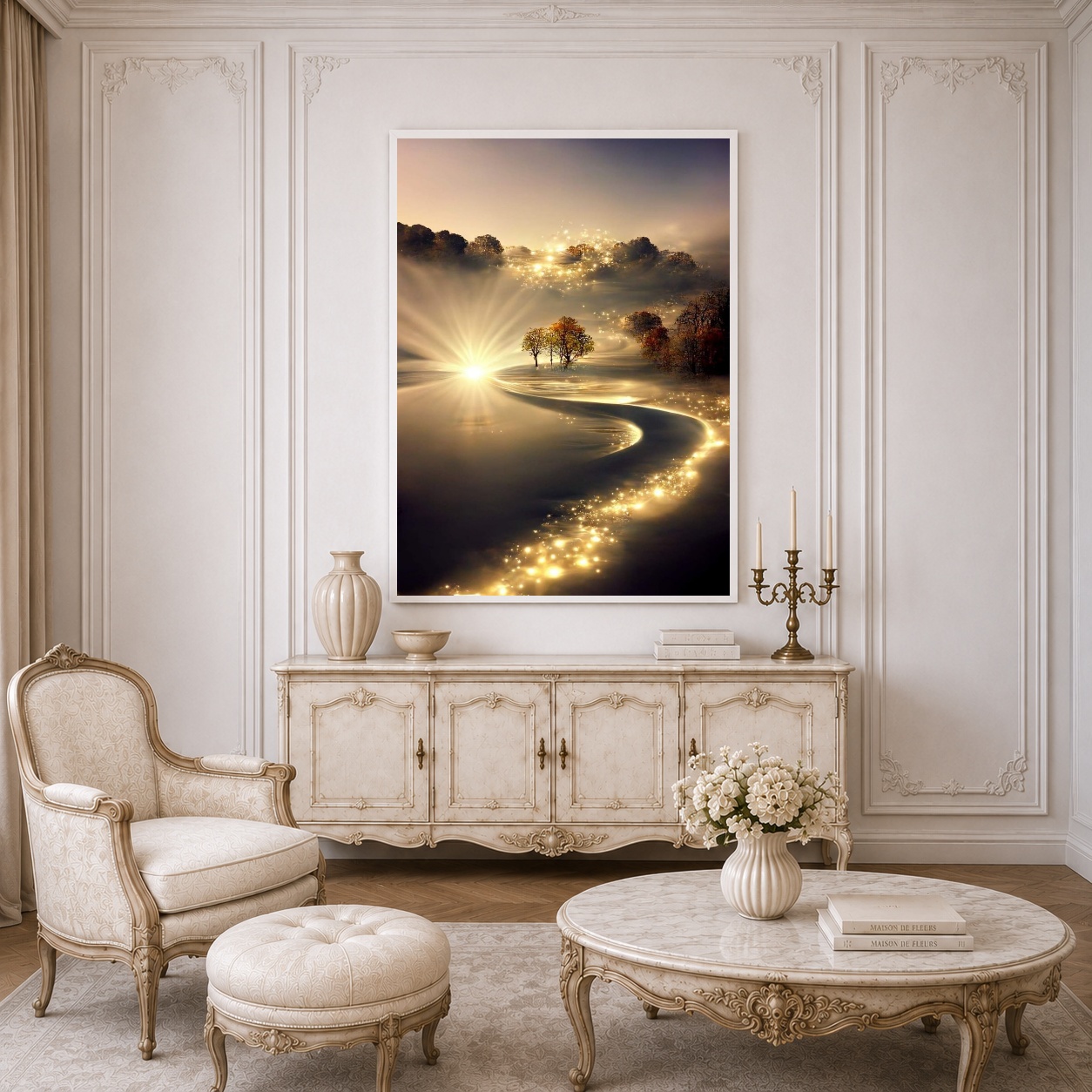 Quadro Canvas Iluminado Floresta Brilhante
