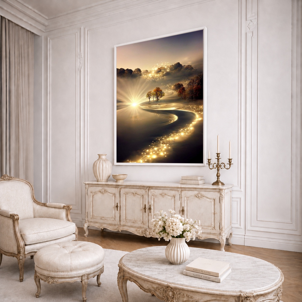 Quadro Canvas Iluminado Floresta Brilhante