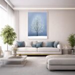 Quadro Canvas Inverno Árvore Neve Azul