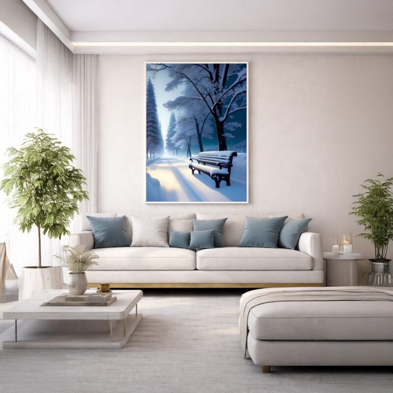 Quadro Canvas Inverno Azul Neve Desenho