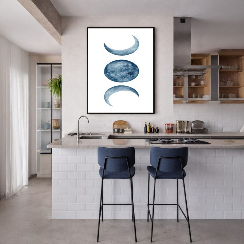 Quadro Canvas Lua Azul Místico