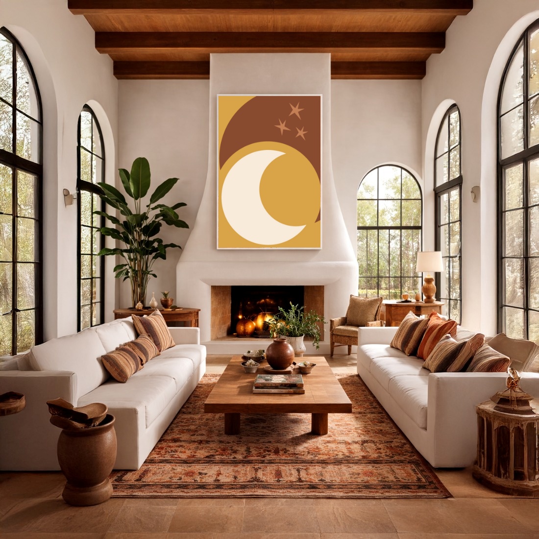 Quadro Canvas Lua Estrela Místico Desenho
