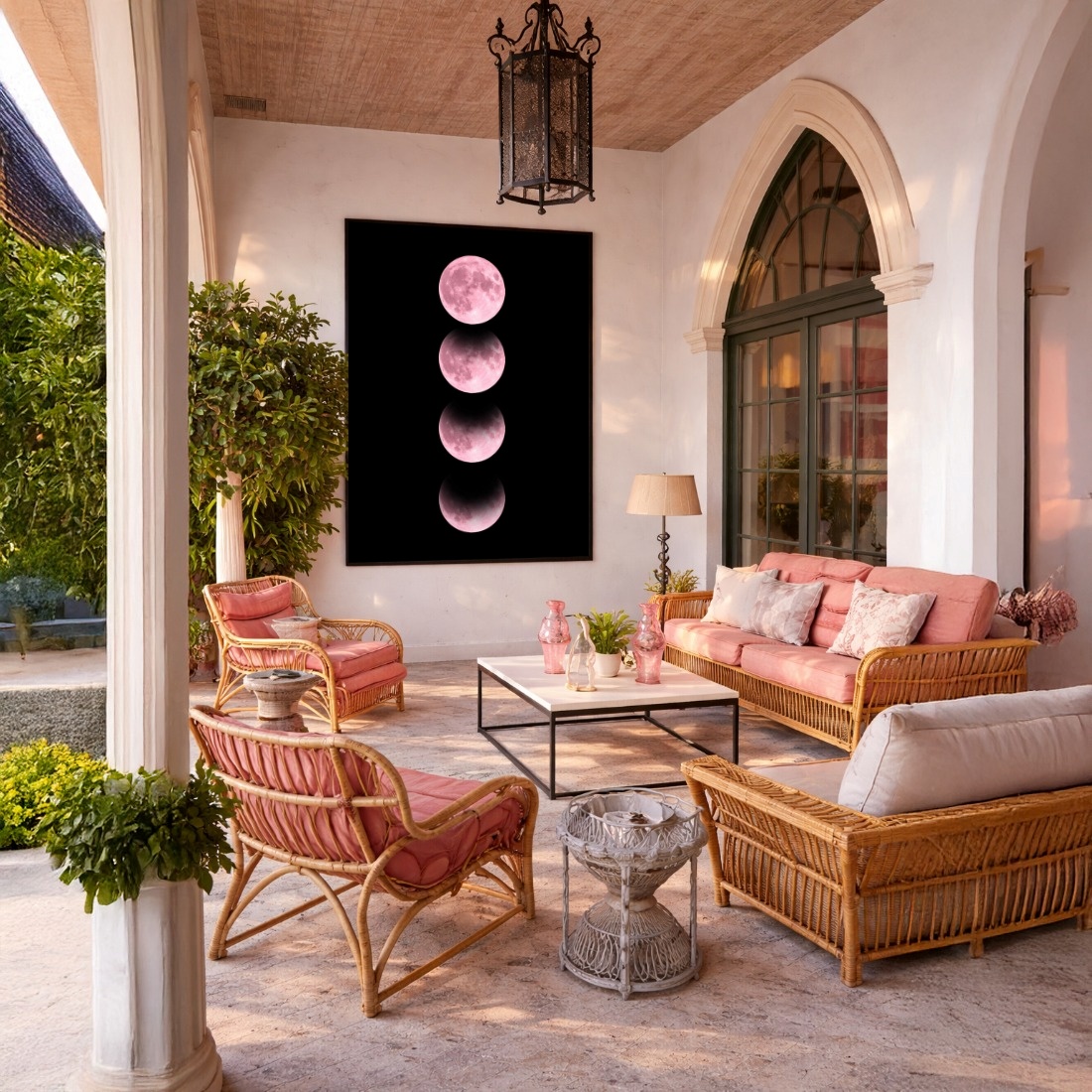 Quadro Canvas Lua Rosa Fases