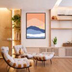 Quadro Canvas Mar Abstrato Azul Bege