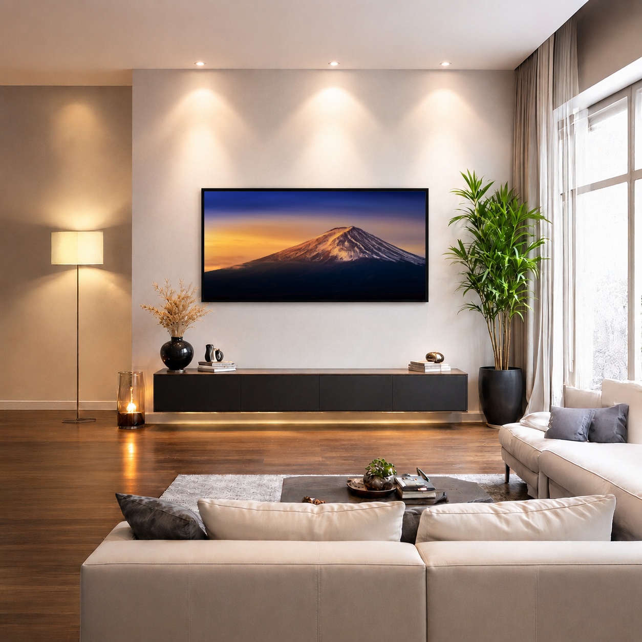 Quadro Canvas Montanha Iluminada Vulcão Neve