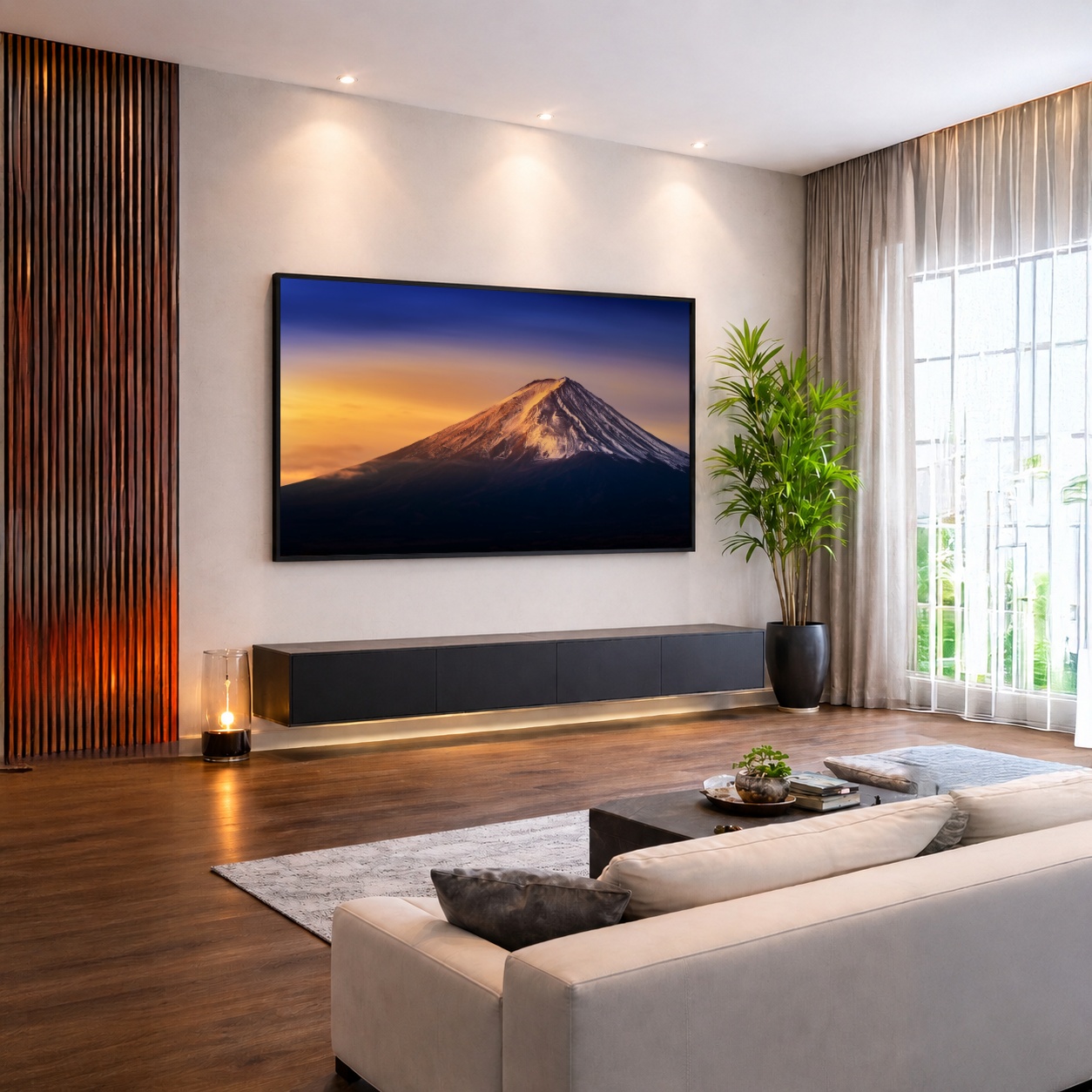 Quadro Canvas Montanha Iluminada Vulcão Neve