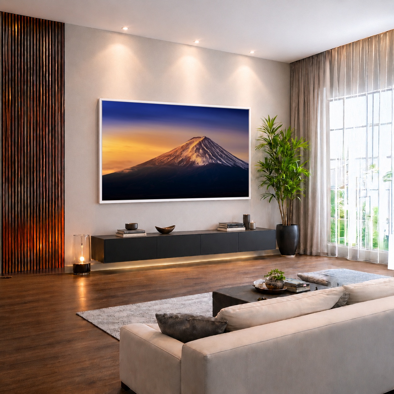 Quadro Canvas Montanha Iluminada Vulcão Neve
