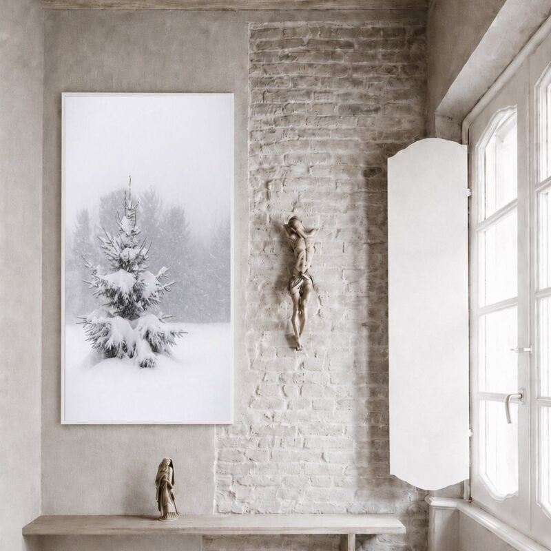 Quadro Canvas Neve Árvore Branca