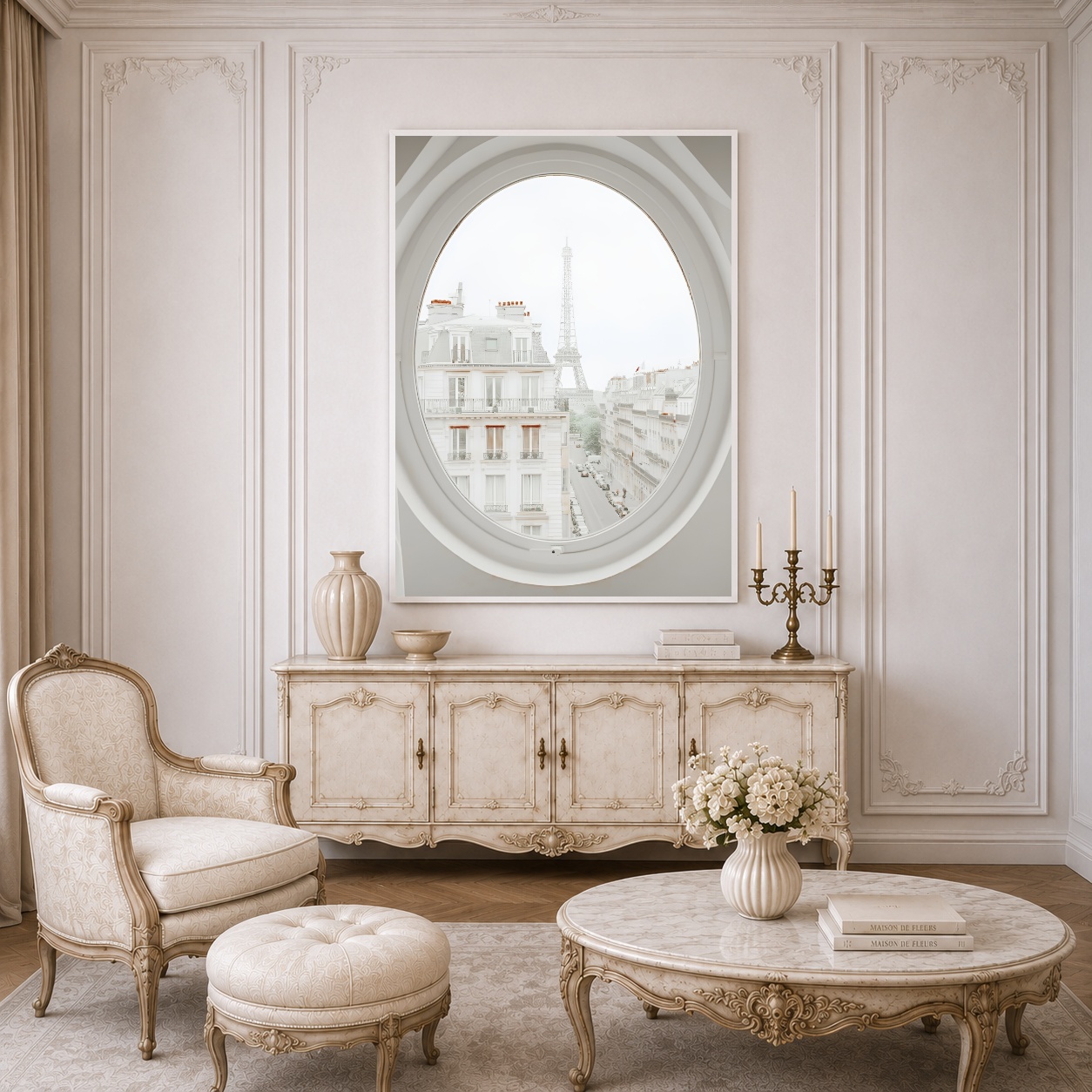 Quadro Canvas Paris Branco Vintage Retrô