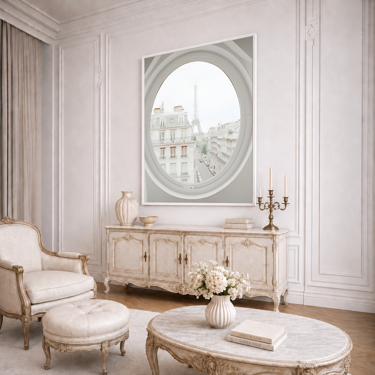 Quadro Canvas Paris Branco Vintage Retrô