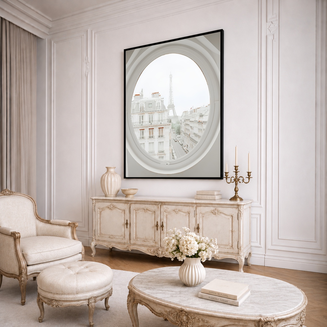Quadro Canvas Paris Branco Vintage Retrô