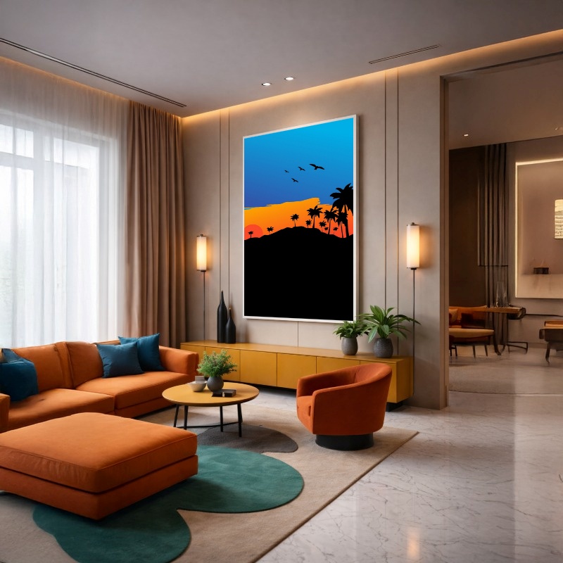 Quadro Canvas Por Sol Desenho Laranja
