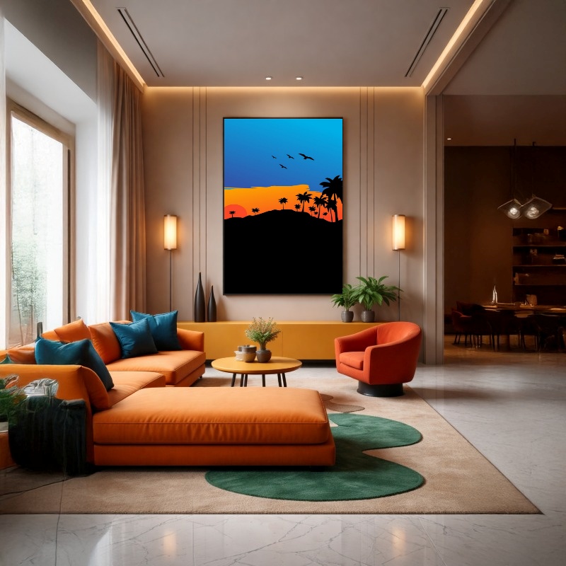 Quadro Canvas Por Sol Desenho Laranja
