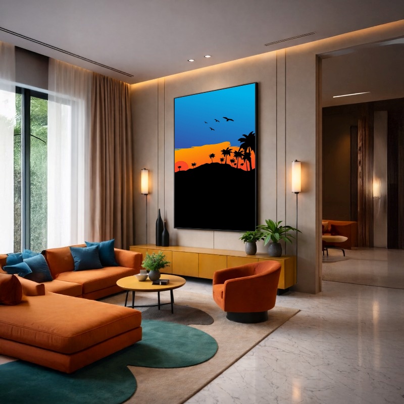 Quadro Canvas Por Sol Desenho Laranja
