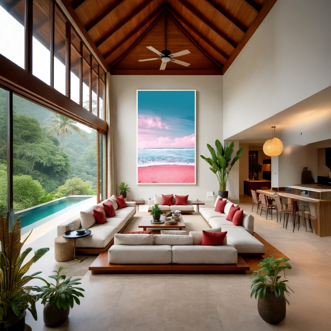 Quadro Canvas Praia Rosa Céu Azul