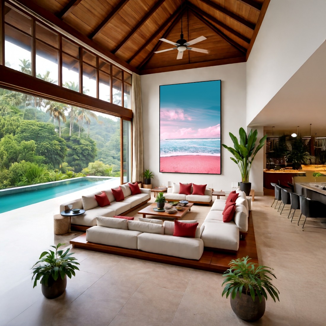 Quadro Canvas Praia Rosa Céu Azul