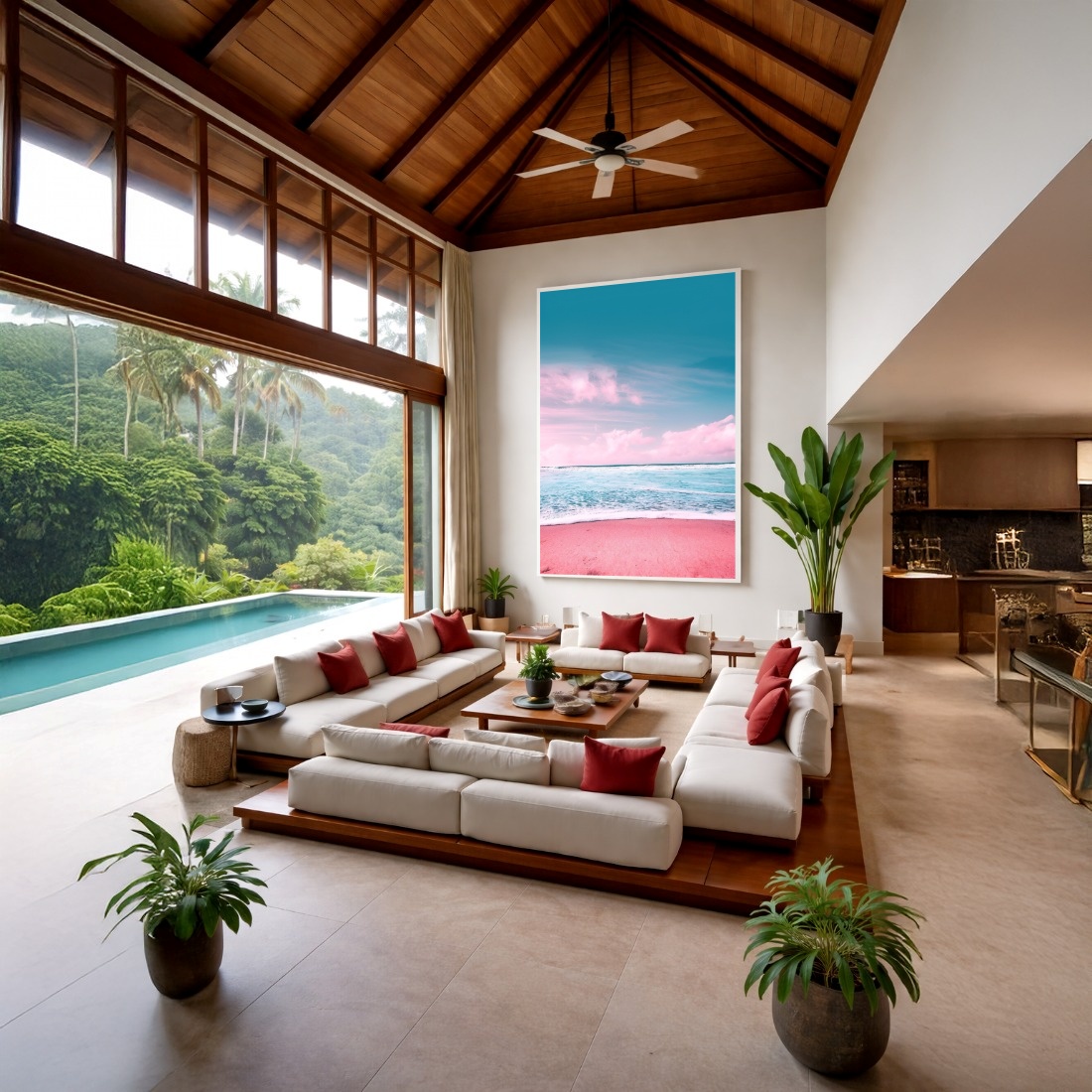 Quadro Canvas Praia Rosa Céu Azul