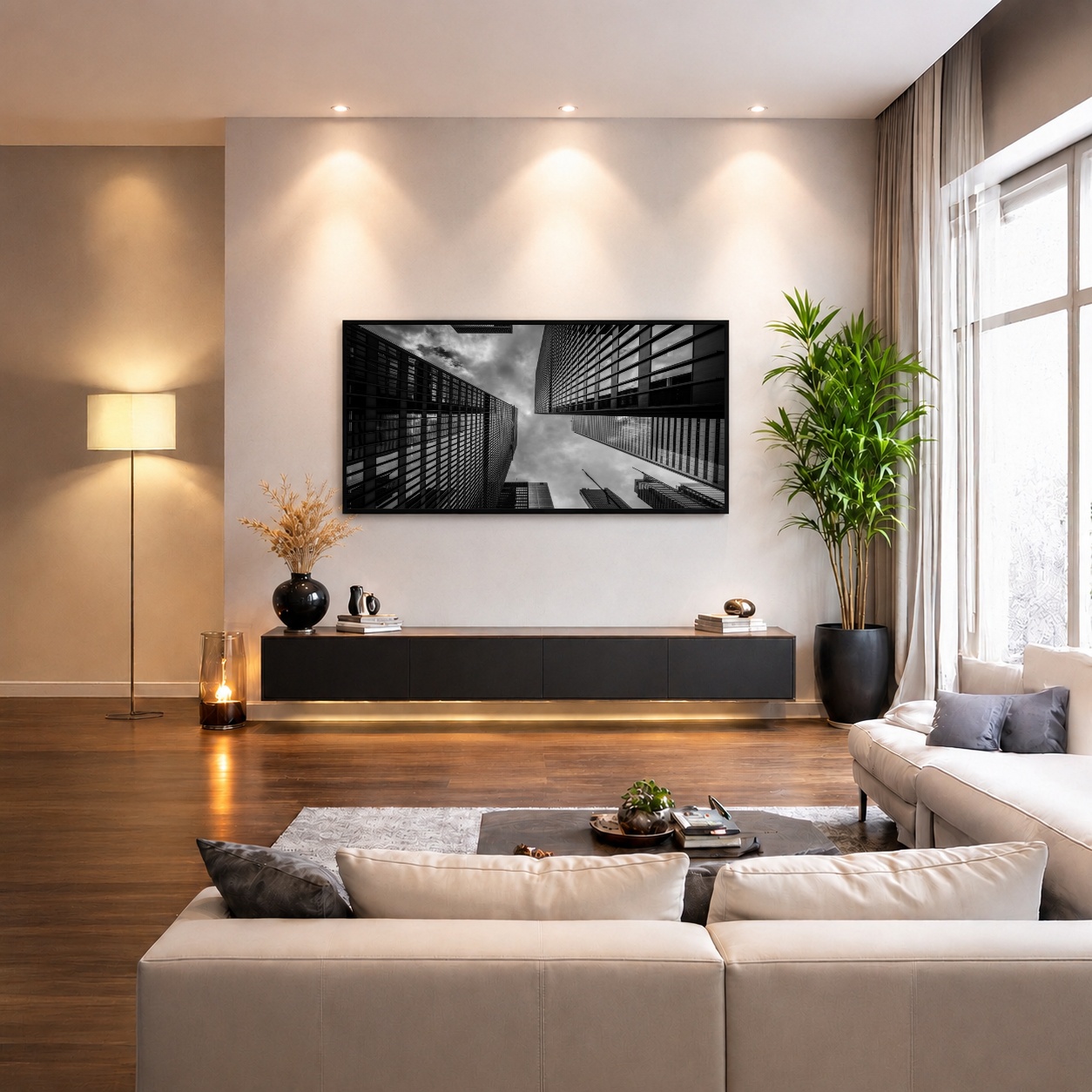 Quadro Canvas Prédios Cidade Moderno PeB