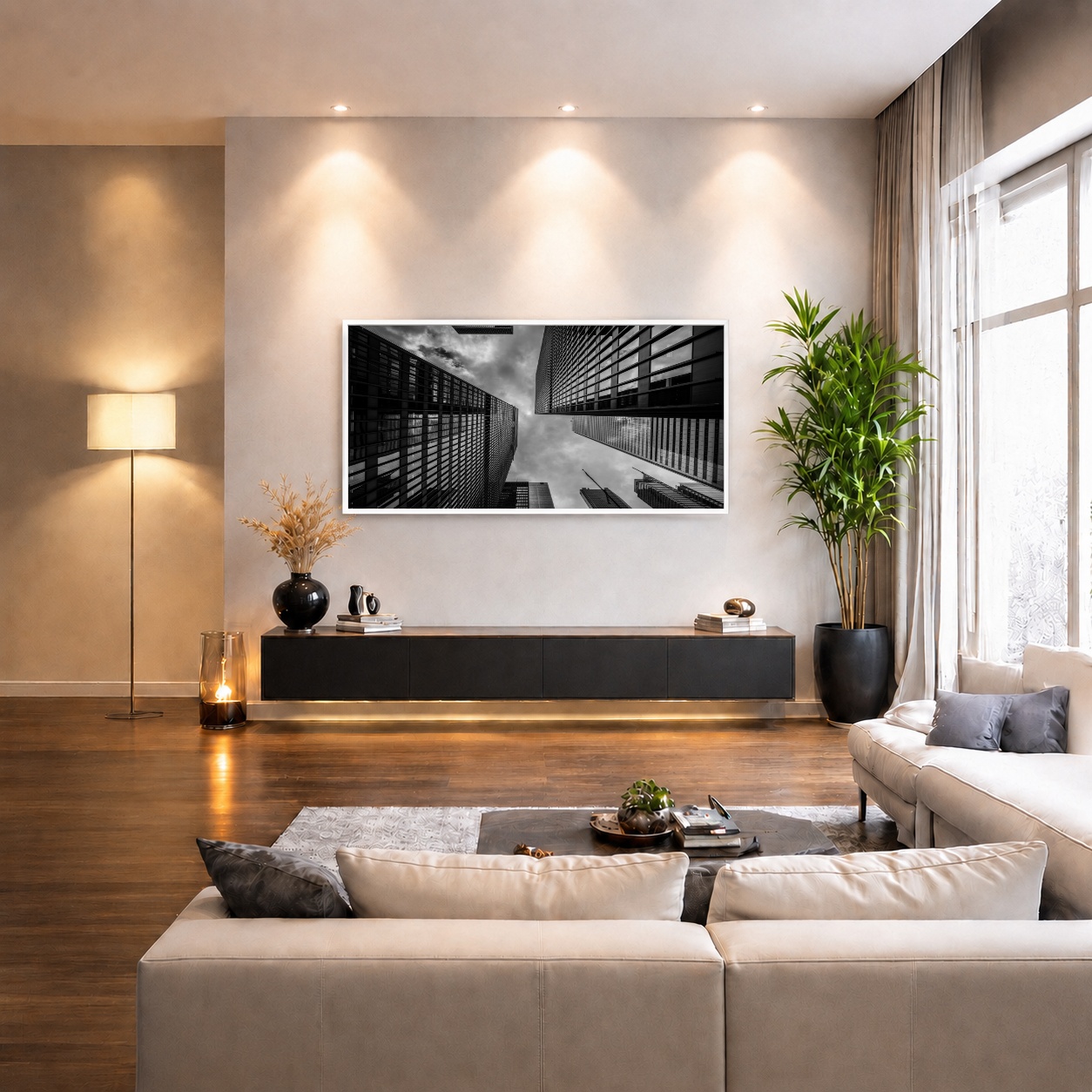 Quadro Canvas Prédios Cidade Moderno PeB