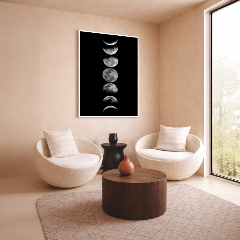 Quadro Canvas Preto Fases da Lua