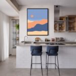 Quadro Canvas Sol Abstrato Azul Bege