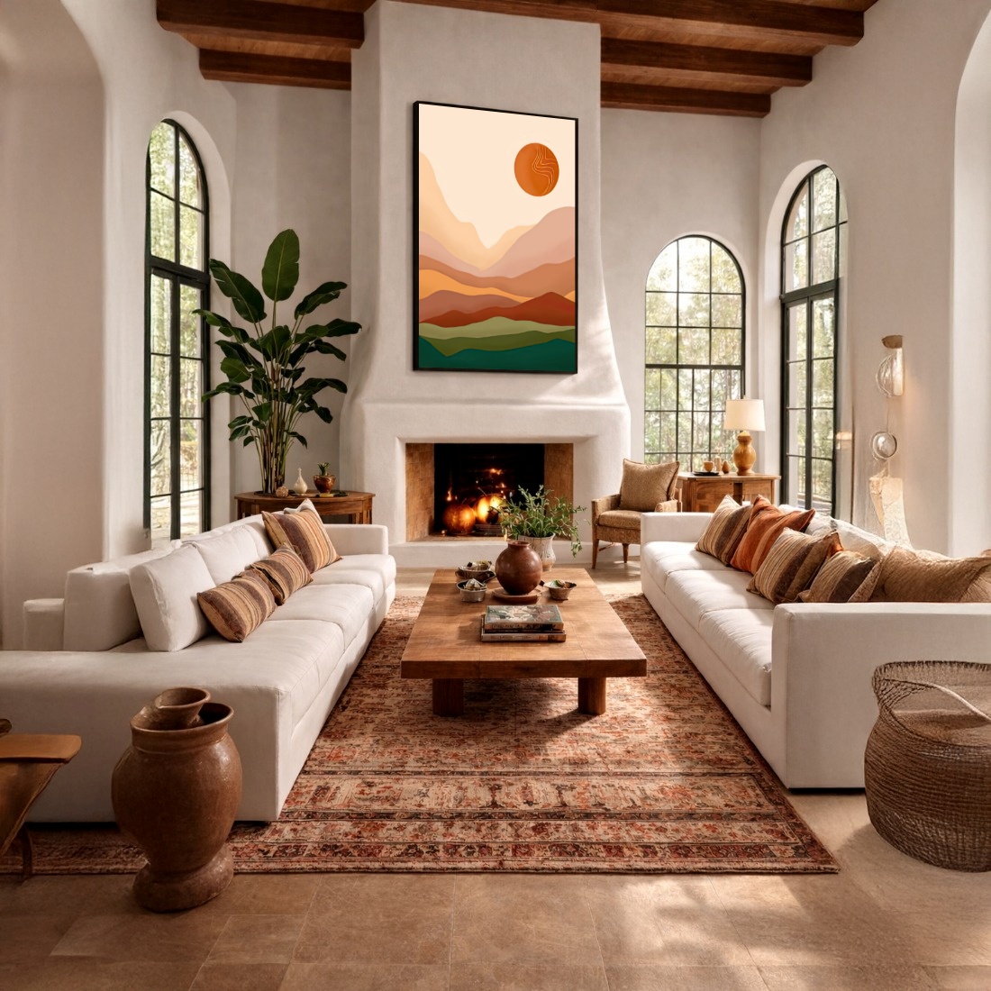 Quadro Canvas Sol Montanhas Terroso