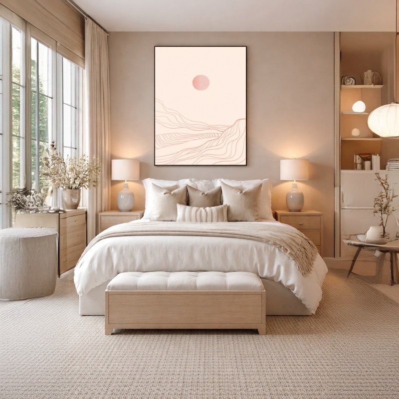 Quadro Canvas Sol Rose Nude Linhas