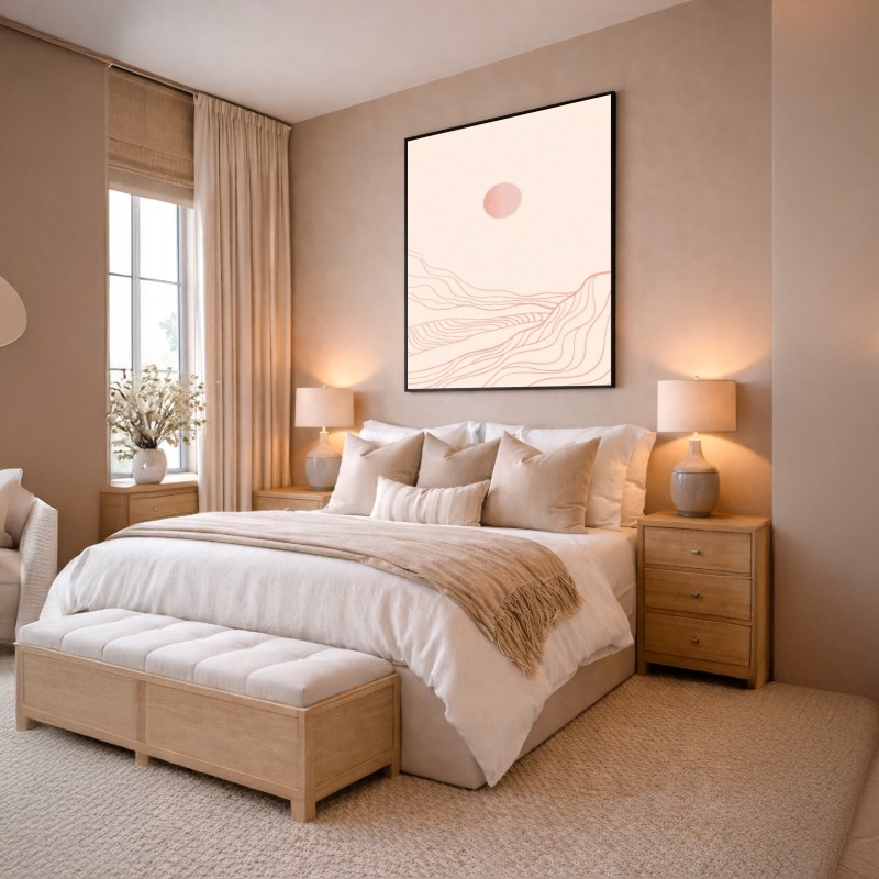 Quadro Canvas Sol Rose Nude Linhas