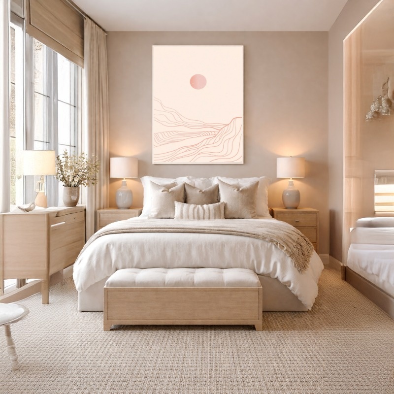 Quadro Canvas Sol Rose Nude Linhas