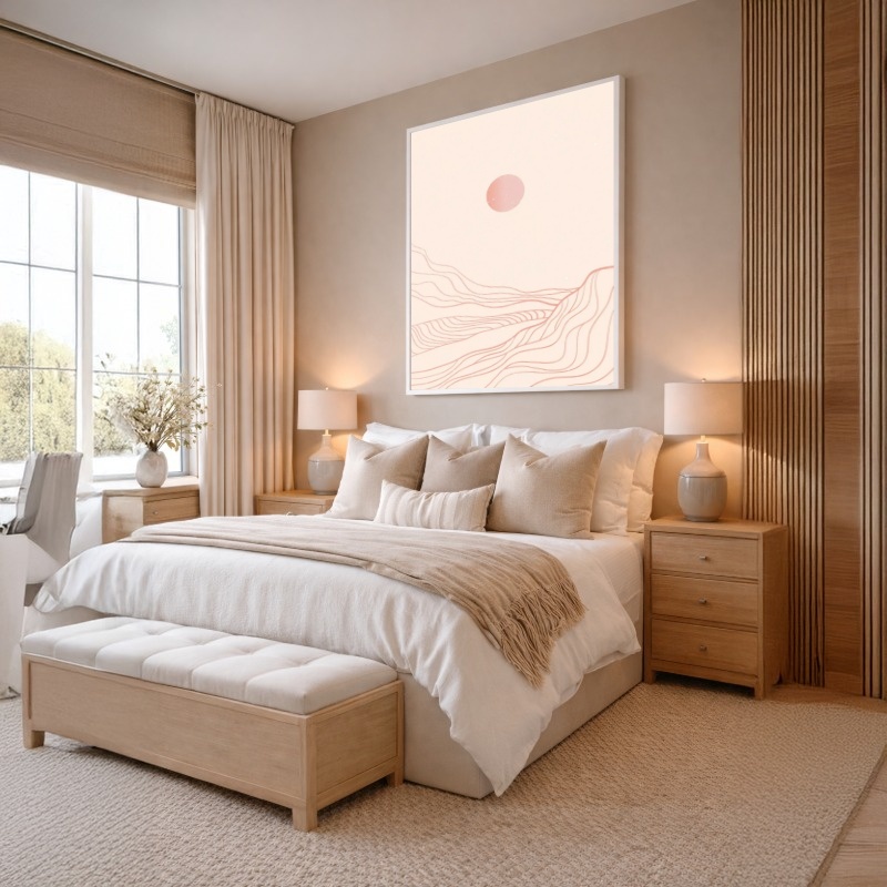 Quadro Canvas Sol Rose Nude Linhas