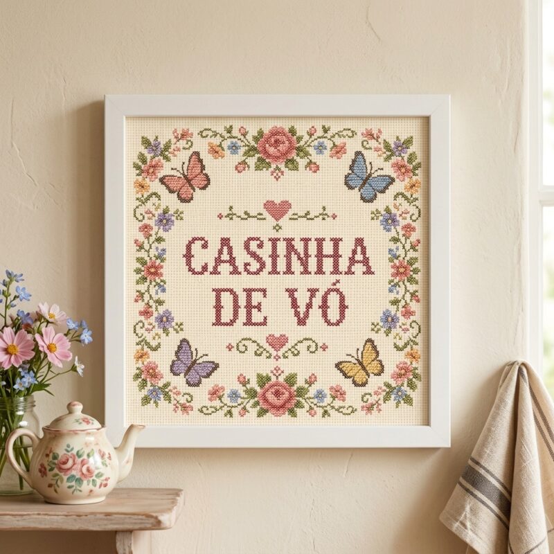Quadro Casinha De Vó - 33x33 Cm