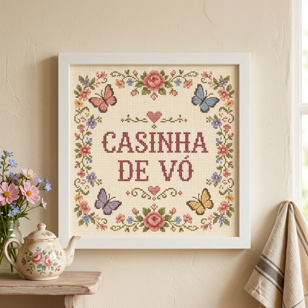Quadro Casinha De Vó - 33x33 Cm