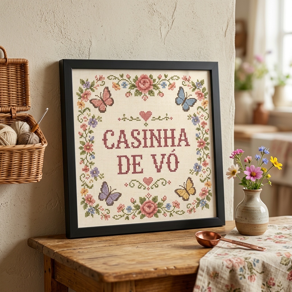 Quadro Casinha De Vó - 33x33 Cm