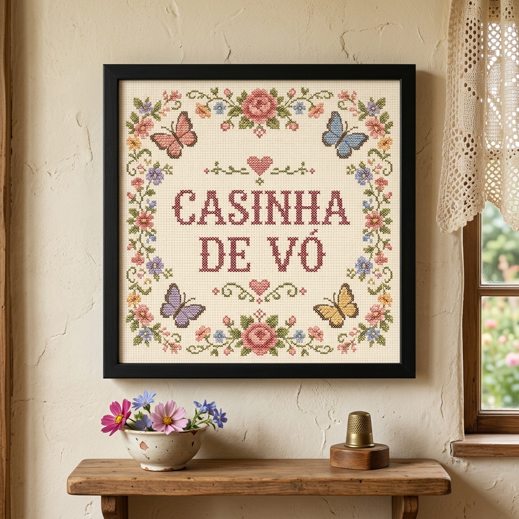 Quadro Casinha De Vó - 33x33 Cm
