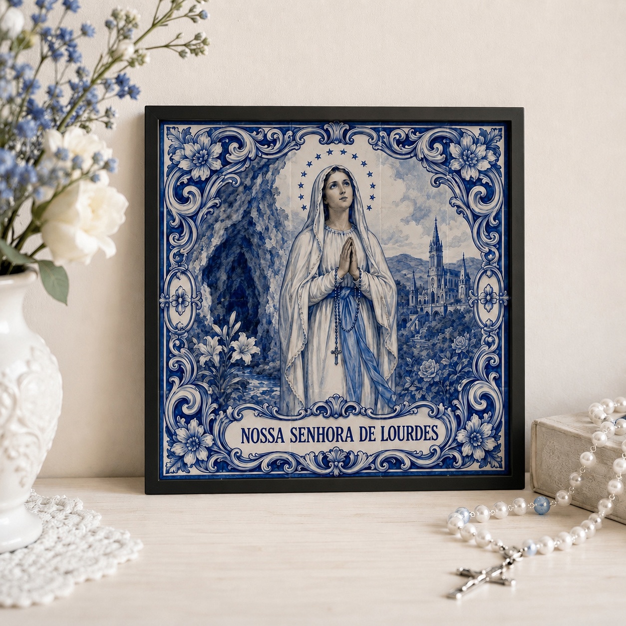 Quadro Nossa Senhora De Lourdes - 33x33 Cm