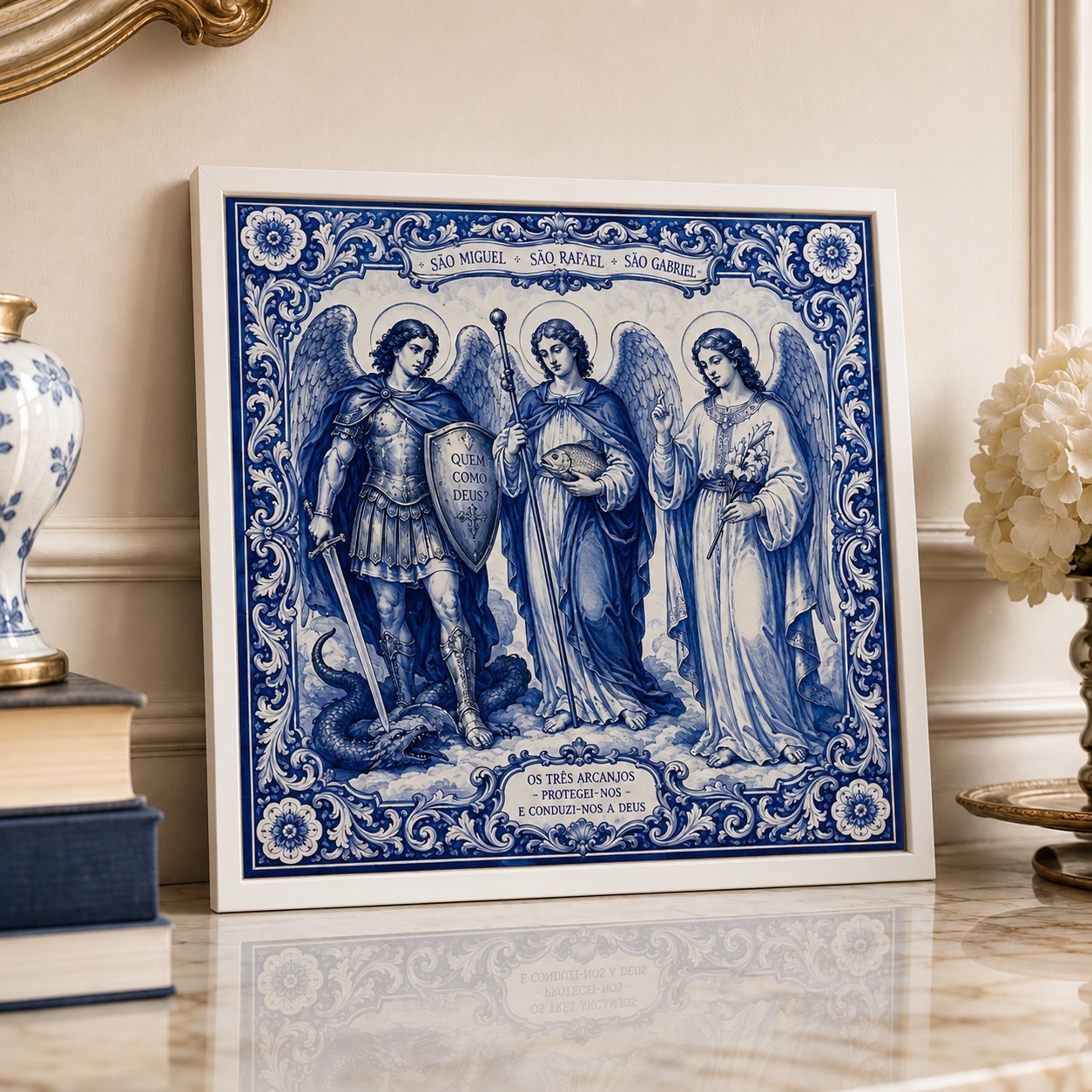 Quadro Os Três Arcanjos São Miguel, São Rafael e São Gabriel - 33x33