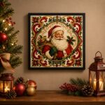 Quadro Papai Noel Vintage - 33x33 Cm
