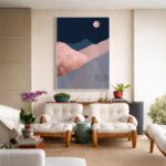 Quadro Canvas Azul Bege Monte Abstrato
