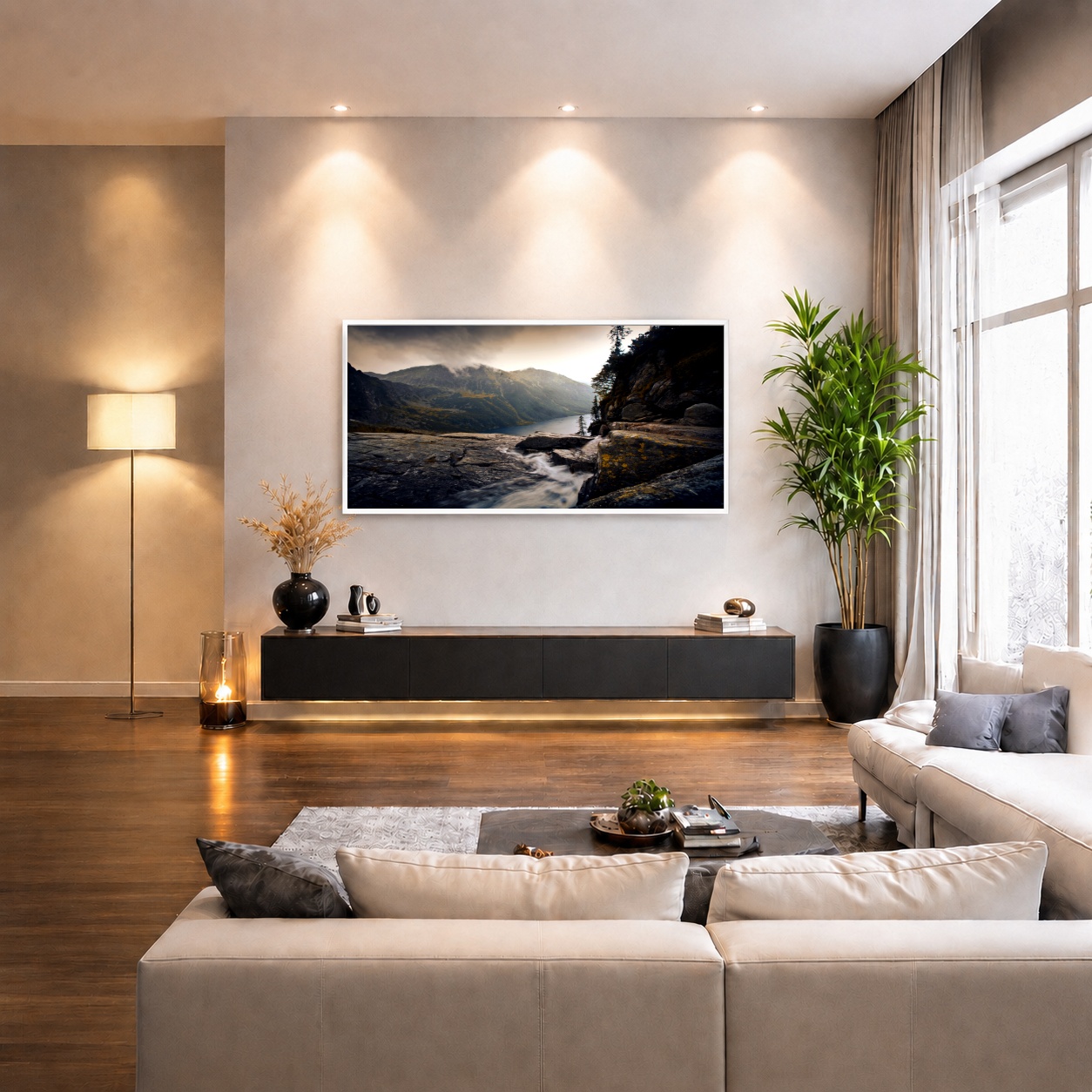 Quadro Canvas Cachoeira Montanhas Penhasco Pedras