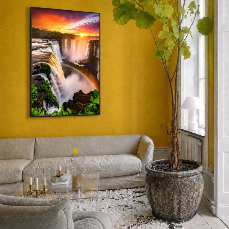 Quadro Canvas Cataratas Cachoeira Arco íris Sol
