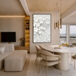 Quadro Canvas Flores Branca Dourada