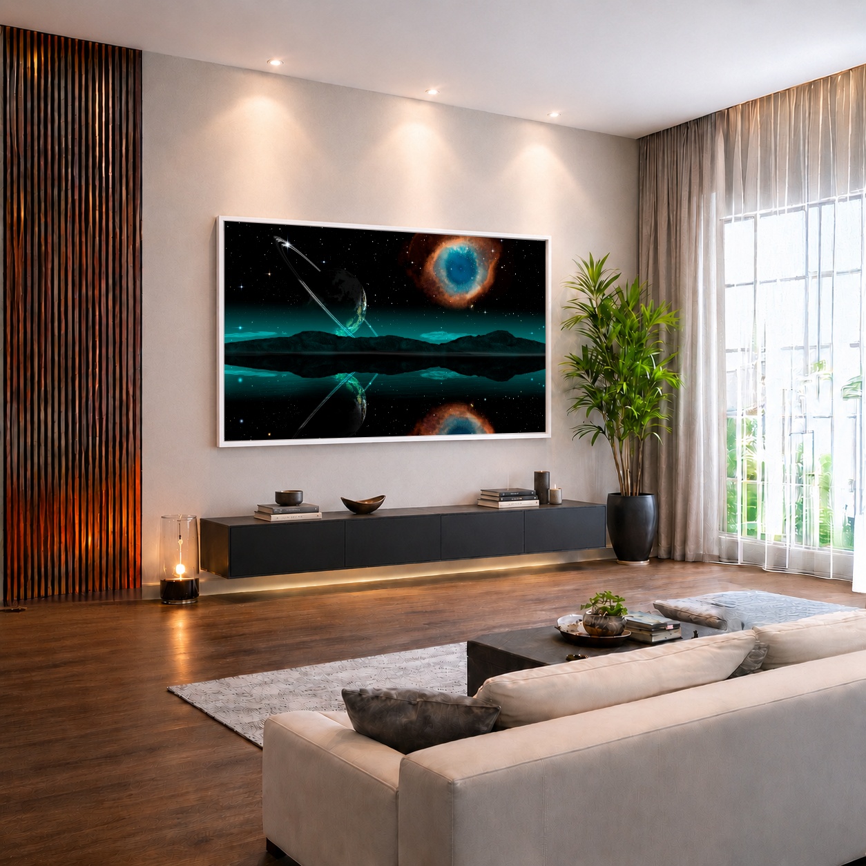 Quadro Canvas Universo Planetas Galáxia Noite